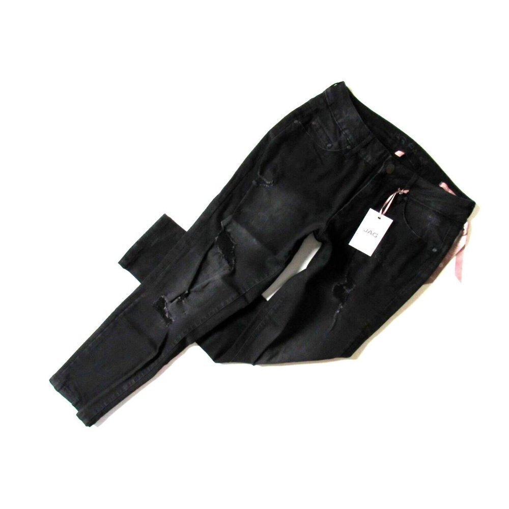 NWT JAG Jeans Sally Skinny Ankle in Black Distressed Low Rise Stretch Jeans 6